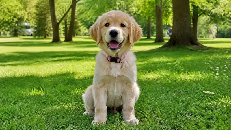 Cachorra hembra muy feliz en el parque ideal para inspirar nombres de perritas originales
